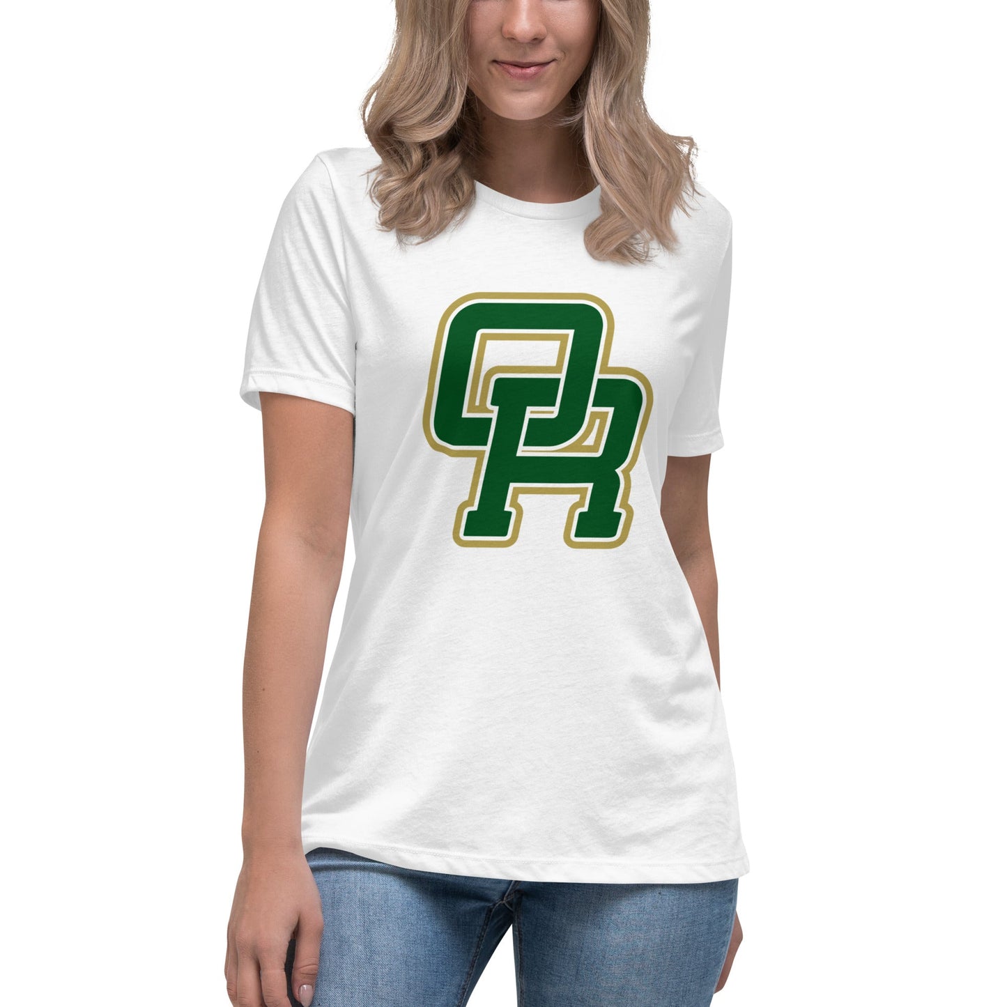 Performance | Women's Relaxed T Shirt | Oakridge Flag Football | Varsity Interlock Logo