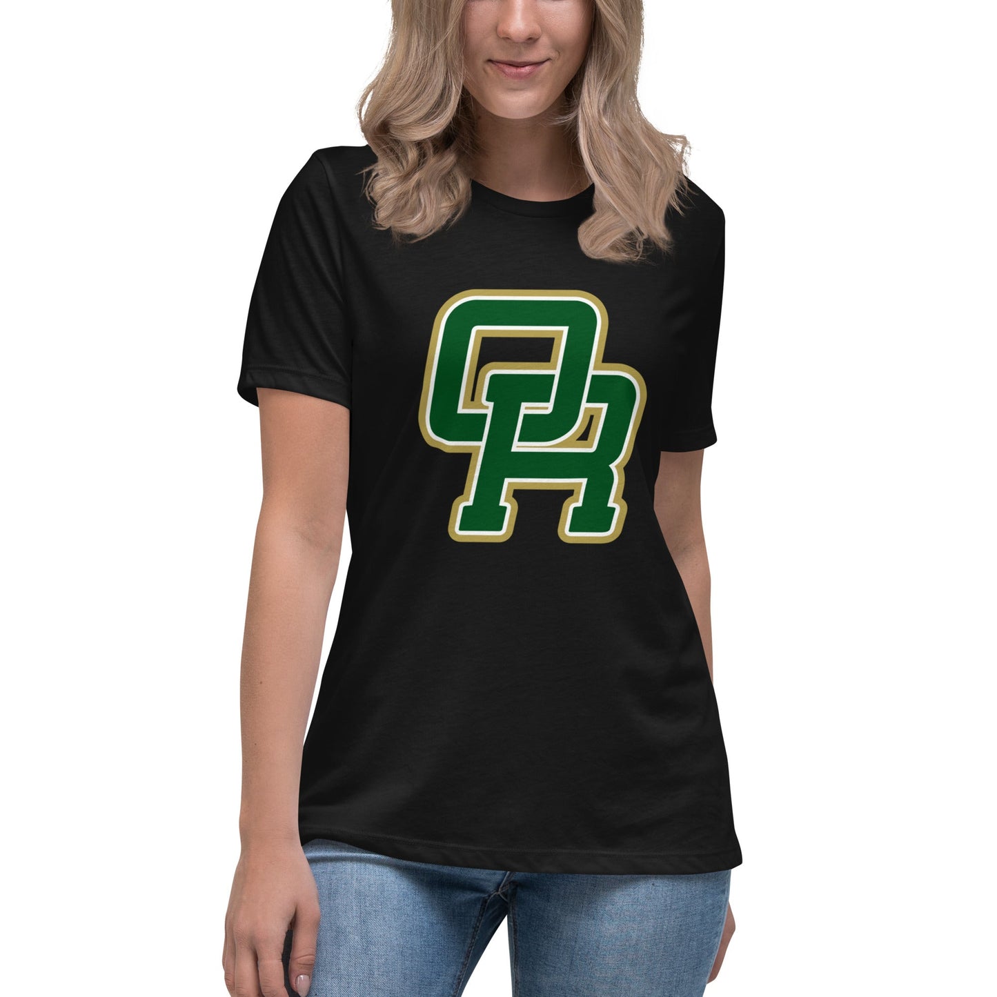 Performance | Women's Relaxed T Shirt | Oakridge Flag Football | Varsity Interlock Logo
