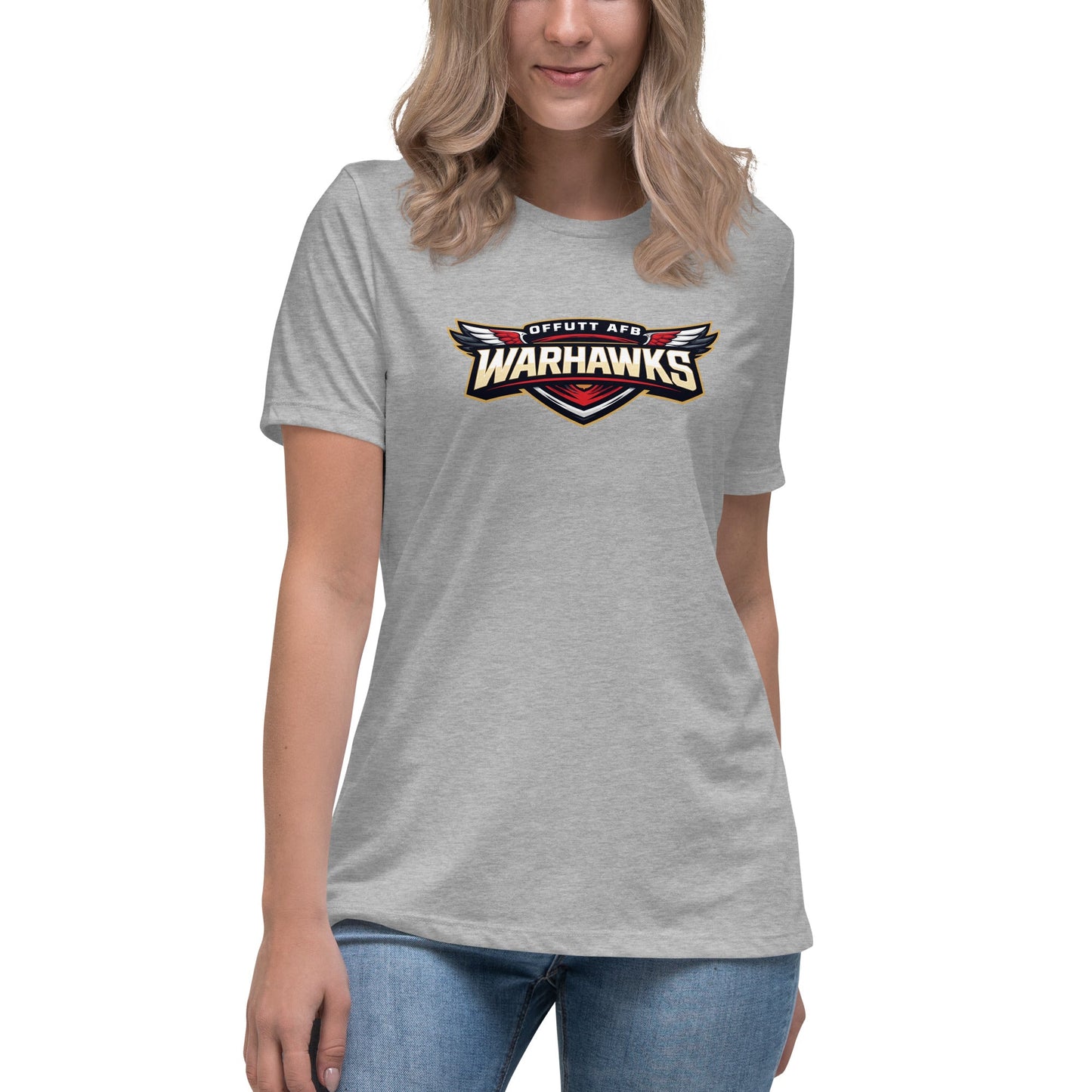 Performance | Women's Relaxed T Shirt | Offutt AFB Warhawks | Mark Logo
