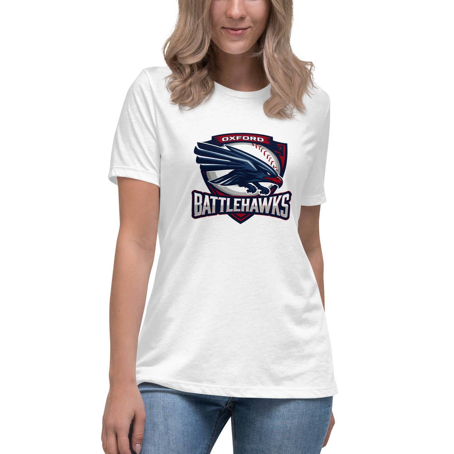 Performance | Women's Relaxed T Shirt | Oxford Battlehawks 13U | Badge Logo