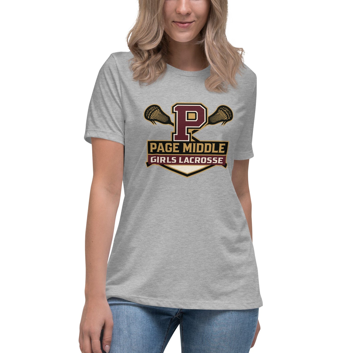 Performance | Women's Relaxed T Shirt | Page Middle Girls Lacrosse | Block P Logo