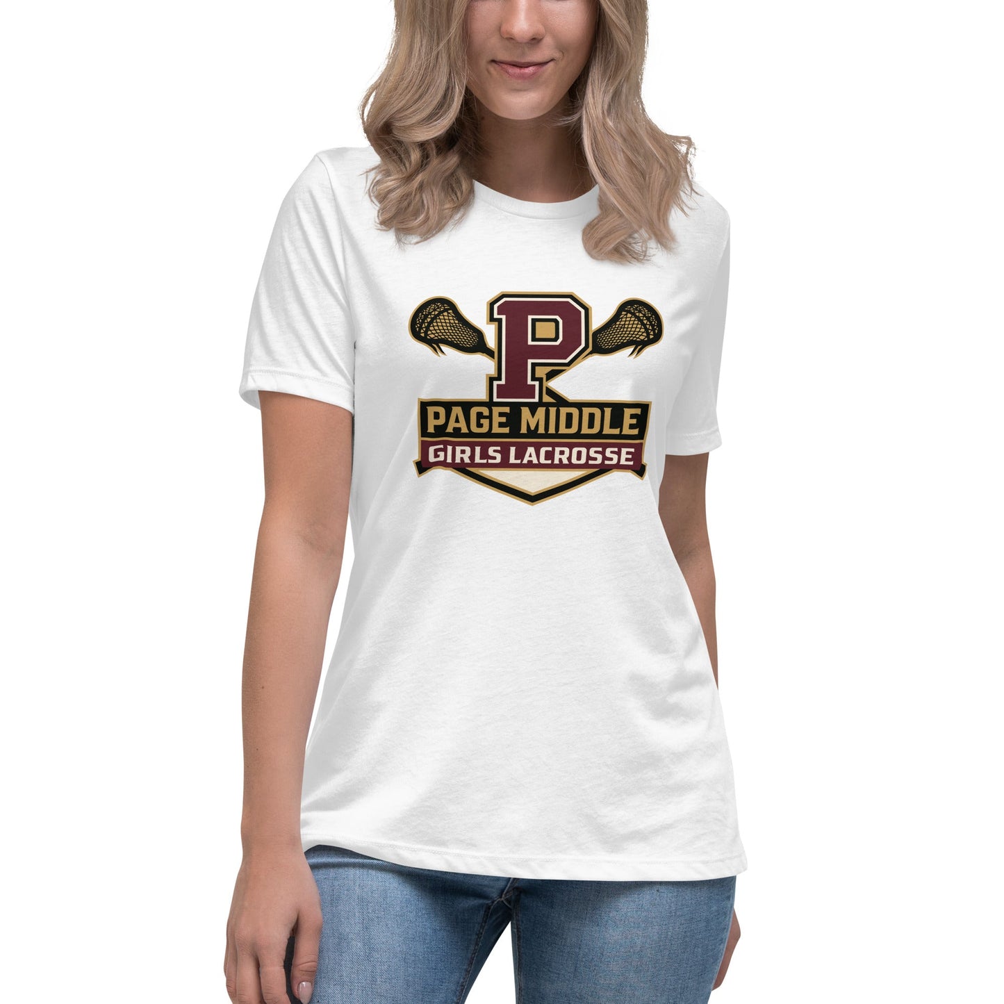 Performance | Women's Relaxed T Shirt | Page Middle Girls Lacrosse | Block P Logo
