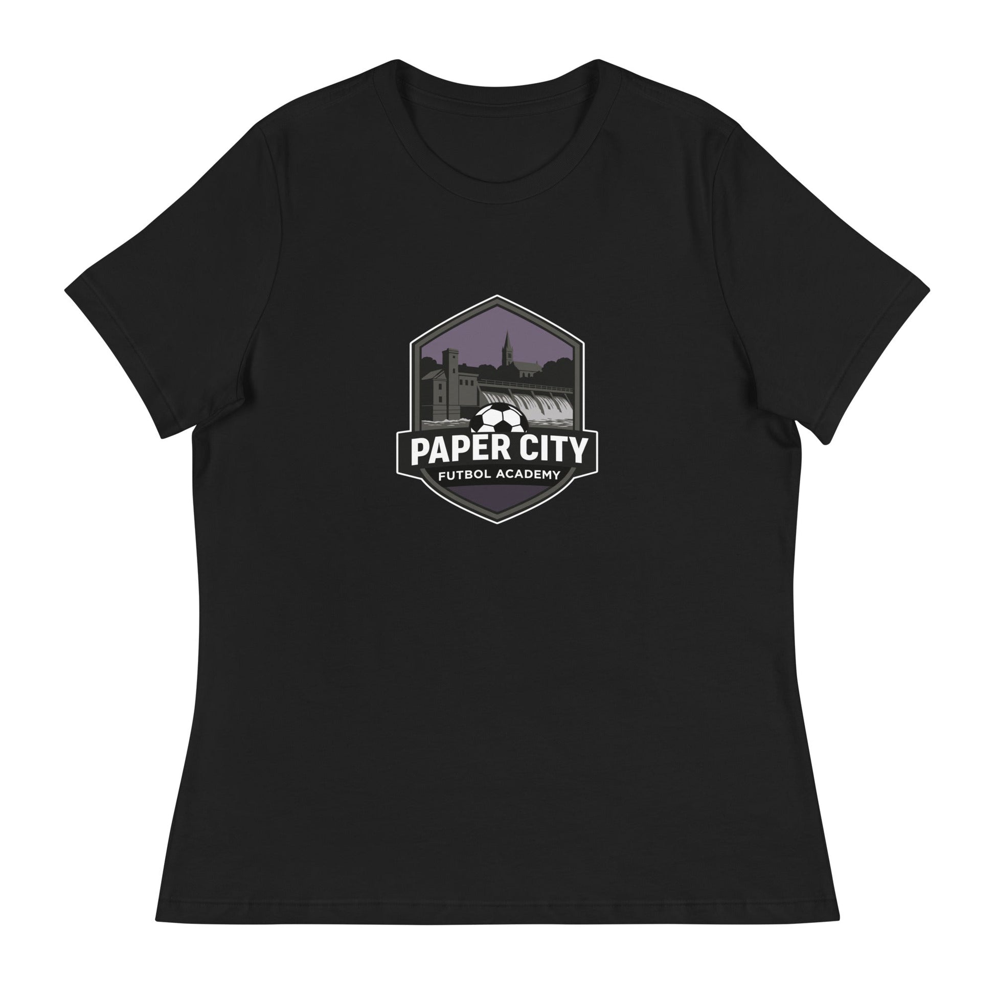Performance | Women's Relaxed T Shirt | Paper City Futbol Academy | Vanguard Shield Logo