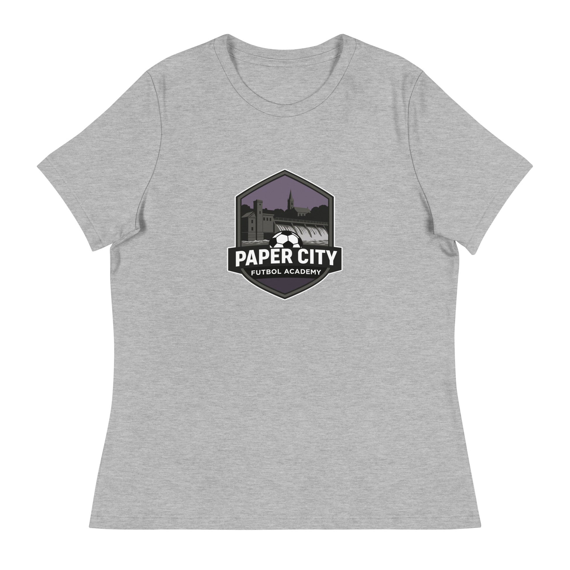 Performance | Women's Relaxed T Shirt | Paper City Futbol Academy | Vanguard Shield Logo