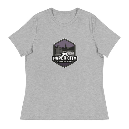 Performance | Women's Relaxed T Shirt | Paper City Futbol Academy | Vanguard Shield Logo