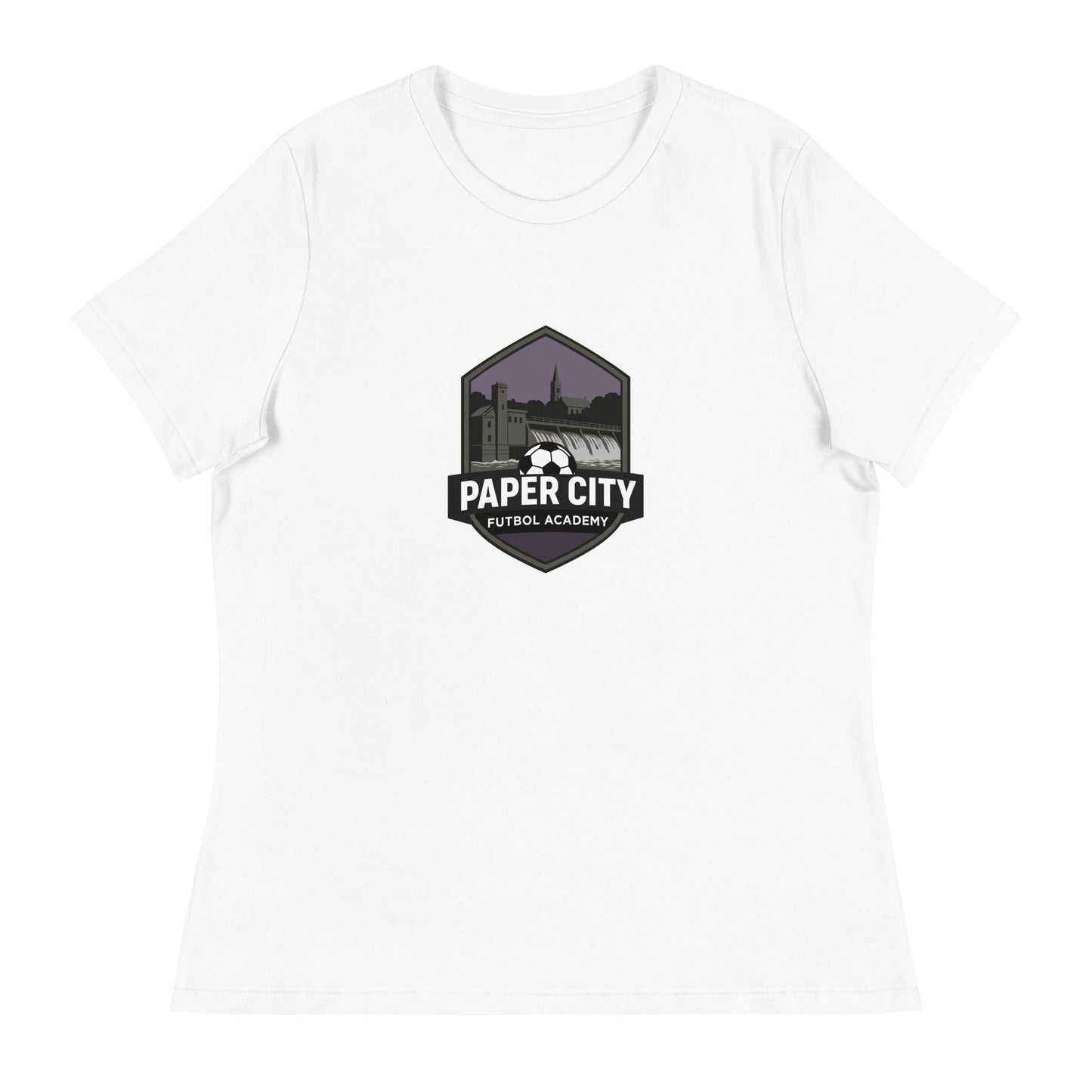 Performance | Women's Relaxed T Shirt | Paper City Futbol Academy | Vanguard Shield Logo