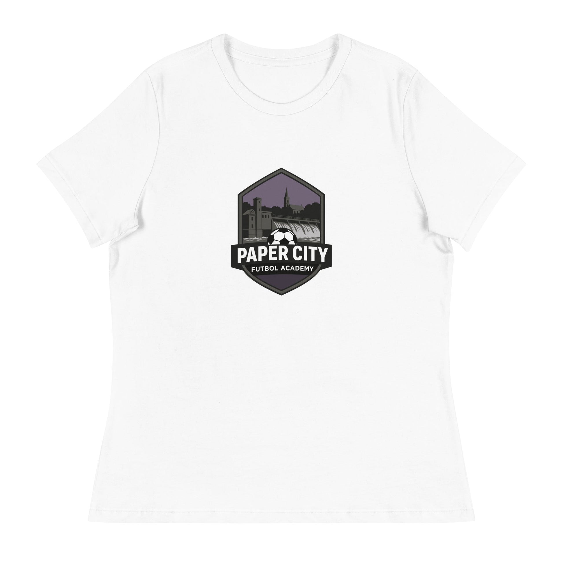 Performance | Women's Relaxed T Shirt | Paper City Futbol Academy | Vanguard Shield Logo