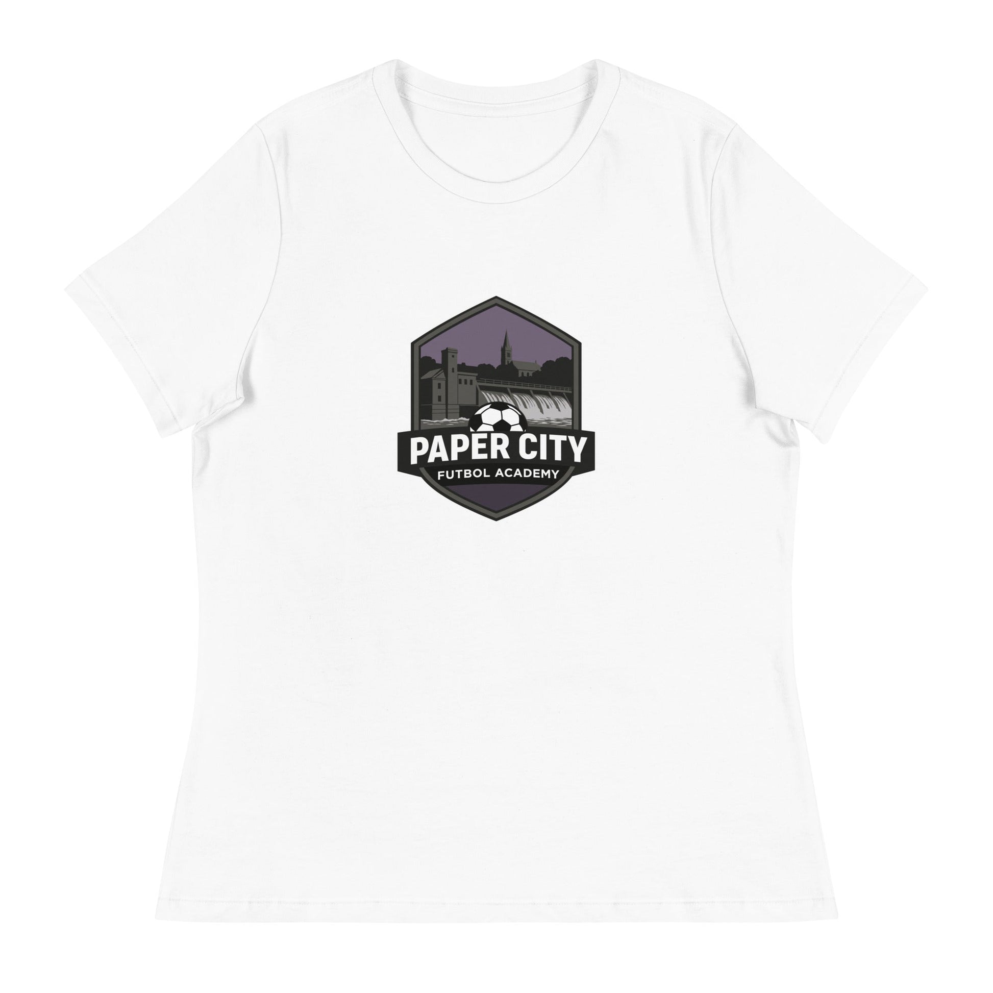Performance | Women's Relaxed T Shirt | Paper City Futbol Academy | Vanguard Shield Logo