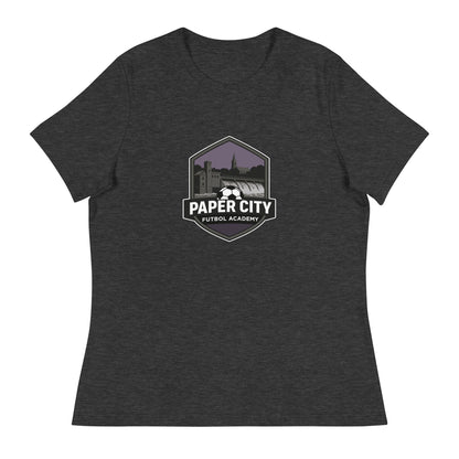Performance | Women's Relaxed T Shirt | Paper City Futbol Academy | Vanguard Shield Logo
