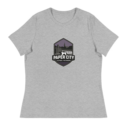 Performance | Women's Relaxed T Shirt | Paper City Futbol Academy | Vanguard Shield Logo