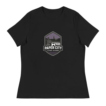 Performance | Women's Relaxed T Shirt | Paper City Futbol Academy | Vanguard Shield Logo