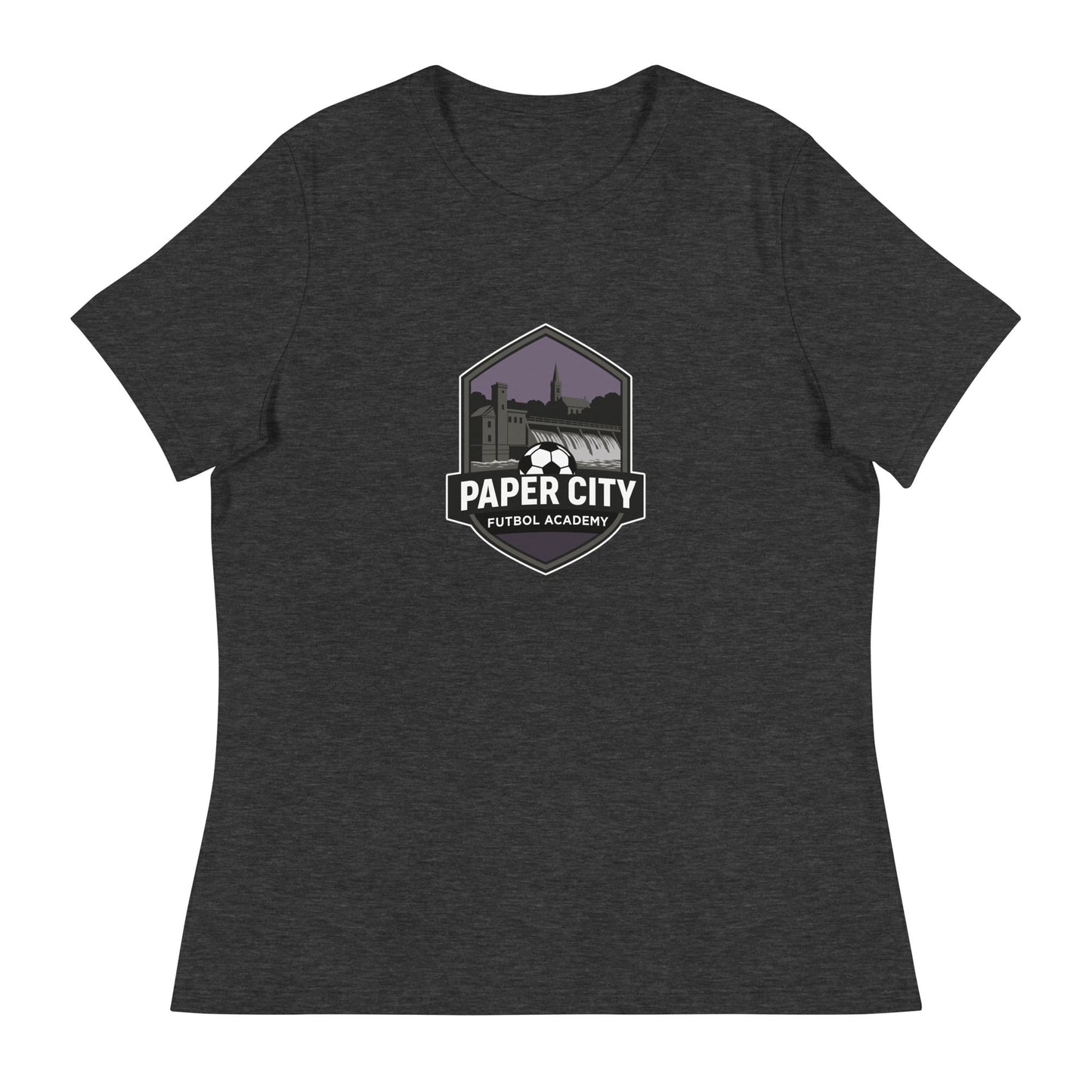 Performance | Women's Relaxed T Shirt | Paper City Futbol Academy | Vanguard Shield Logo