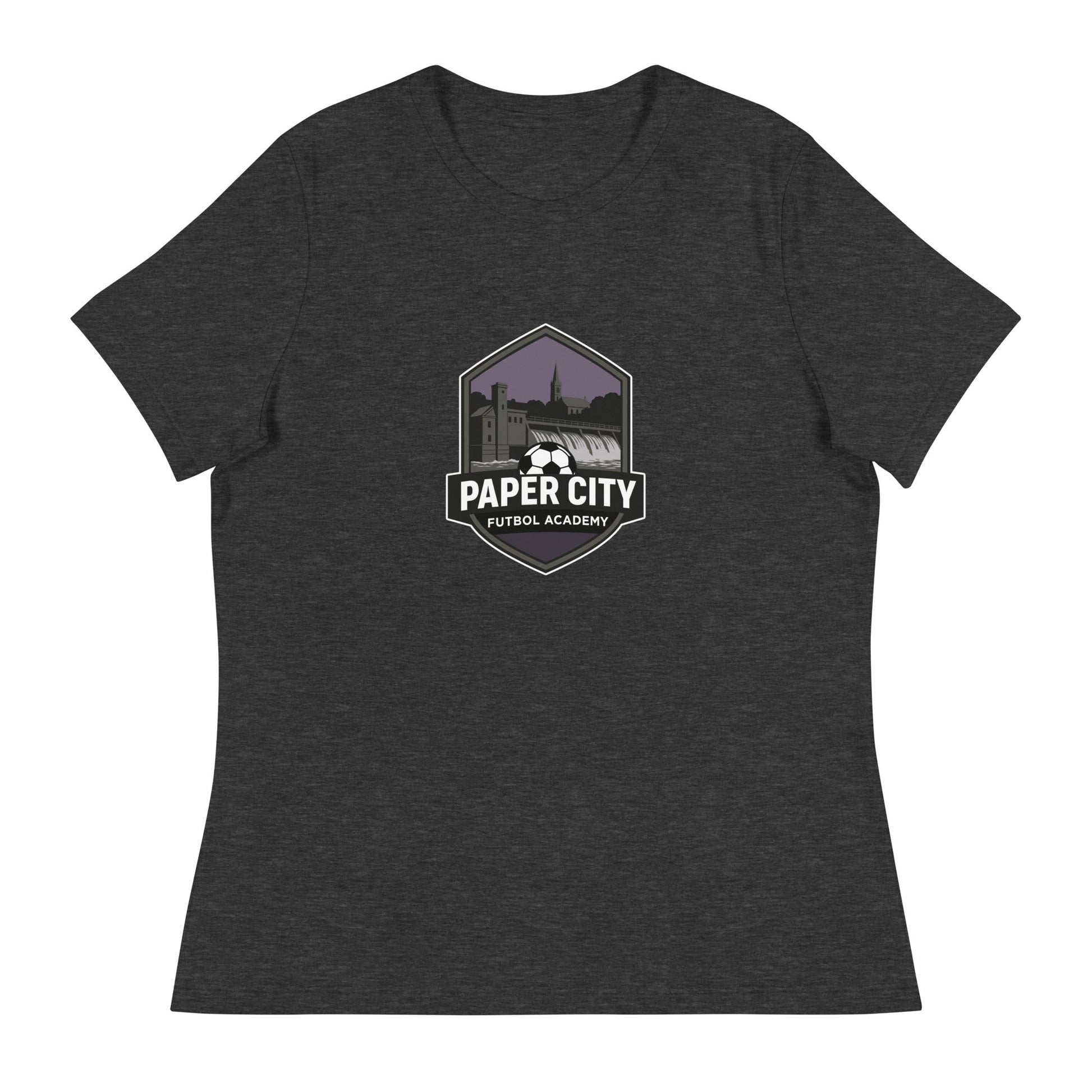 Performance | Women's Relaxed T Shirt | Paper City Futbol Academy | Vanguard Shield Logo