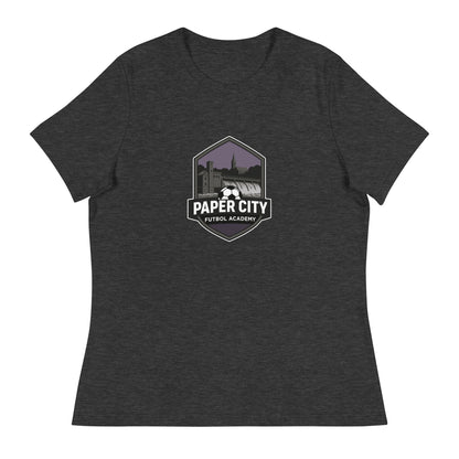 Performance | Women's Relaxed T Shirt | Paper City Futbol Academy | Vanguard Shield Logo