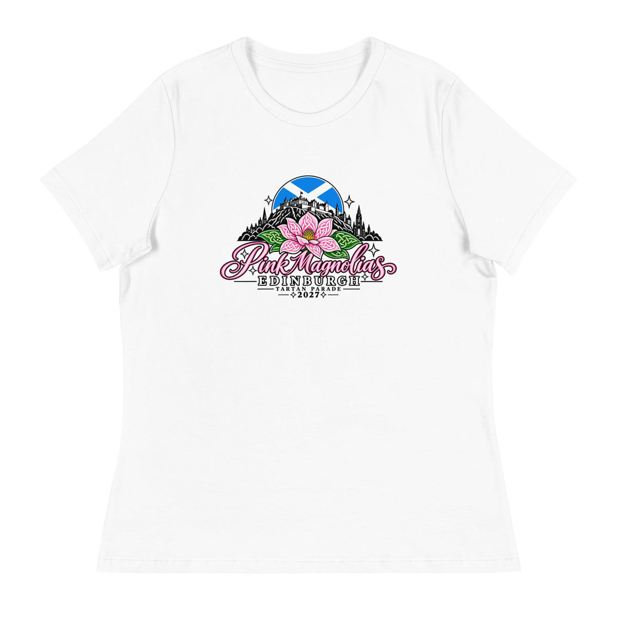 Performance | Women's Relaxed T Shirt | Pink Magnolias Dance | Vanguard Logo