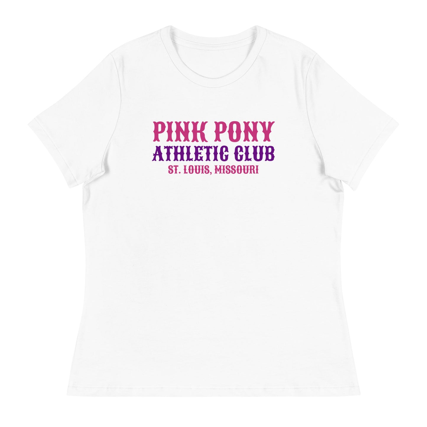 Performance | Women's Relaxed T Shirt | Pink Pony Athletic Club | Athletic Wordmark Logo