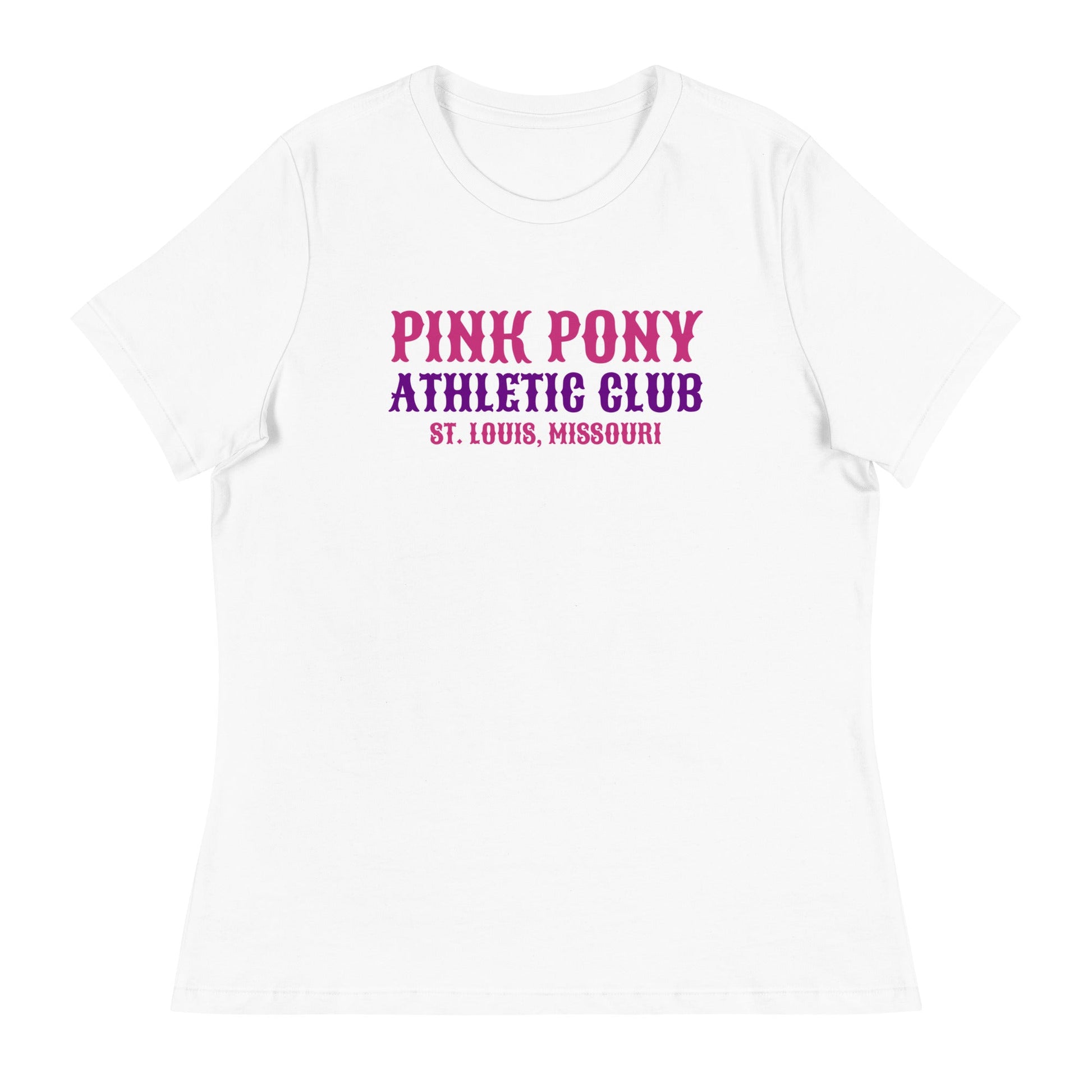Performance | Women's Relaxed T Shirt | Pink Pony Athletic Club | Athletic Wordmark Logo