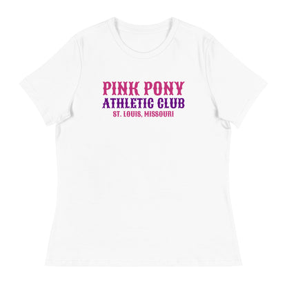 Performance | Women's Relaxed T Shirt | Pink Pony Athletic Club | Athletic Wordmark Logo