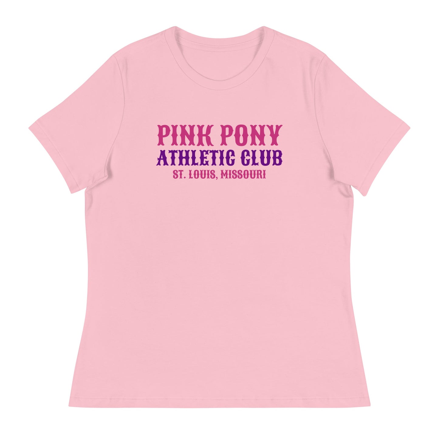 Performance | Women's Relaxed T Shirt | Pink Pony Athletic Club | Athletic Wordmark Logo