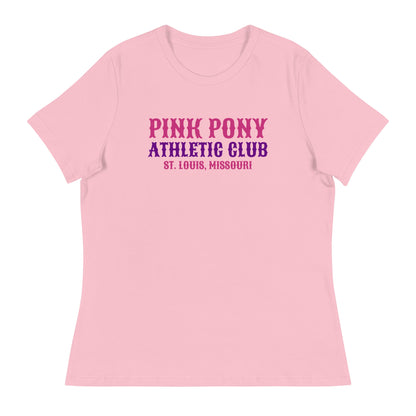 Performance | Women's Relaxed T Shirt | Pink Pony Athletic Club | Athletic Wordmark Logo