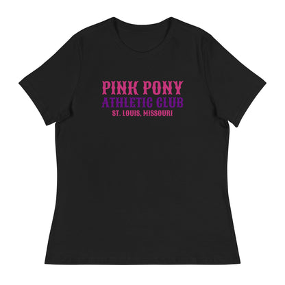 Performance | Women's Relaxed T Shirt | Pink Pony Athletic Club | Athletic Wordmark Logo