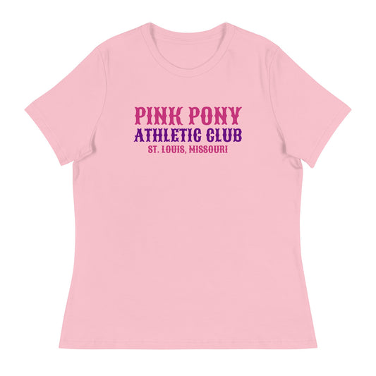Performance | Women's Relaxed T Shirt | Pink Pony Athletic Club | Athletic Wordmark Logo