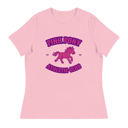 Performance | Women's Relaxed T Shirt | Pink Pony Athletic Club | Crest Logo