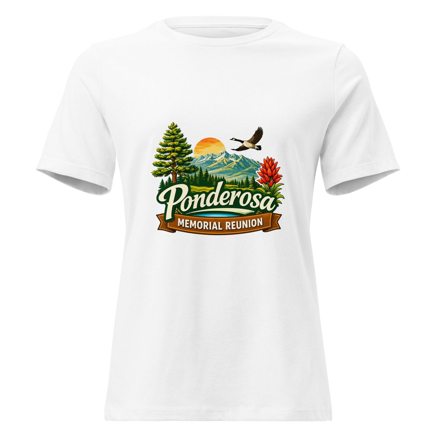 Performance | Women's Relaxed T Shirt | Ponderosa Reunion | Painted Mountain Crest Logo