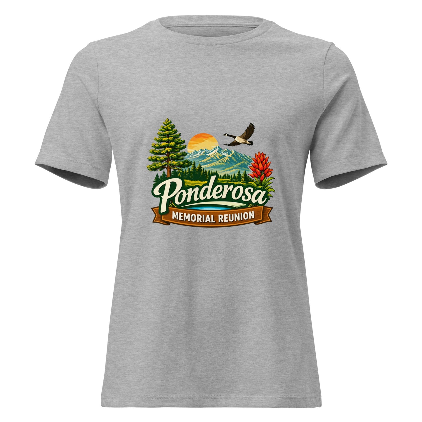 Performance | Women's Relaxed T Shirt | Ponderosa Reunion | Painted Mountain Crest Logo