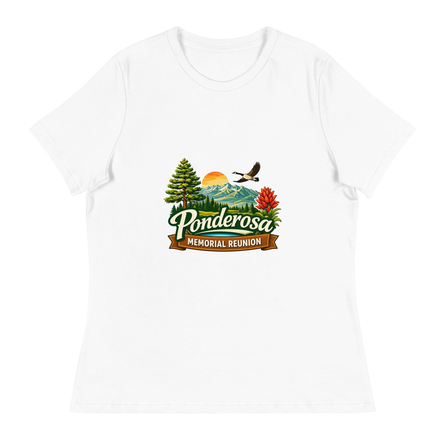 Performance | Women's Relaxed T Shirt | Ponderosa Reunion | Painted Mountain Crest Logo