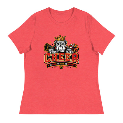 Performance | Women's Relaxed T Shirt | PTE Bulldog Cheer | Crest Logo