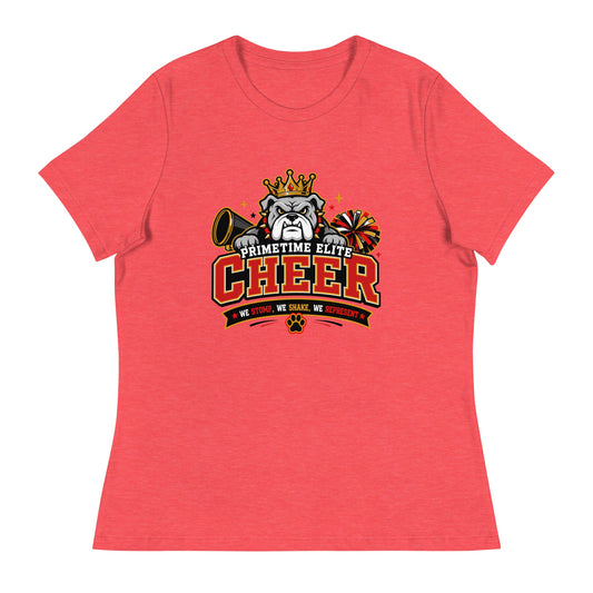 Performance | Women's Relaxed T Shirt | PTE Bulldog Cheer | Crest Logo
