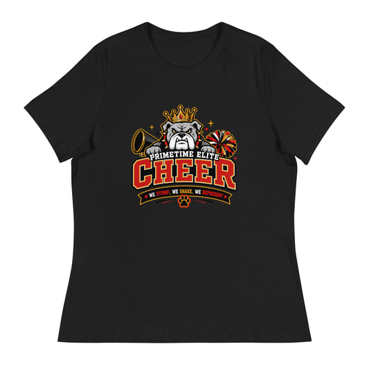 Performance | Women's Relaxed T Shirt | PTE Bulldog Cheer | Crest Logo