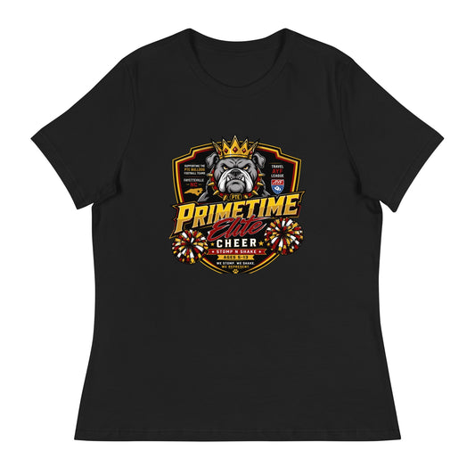 Performance | Women's Relaxed T Shirt | PTE Bulldog Cheer | Shield Logo