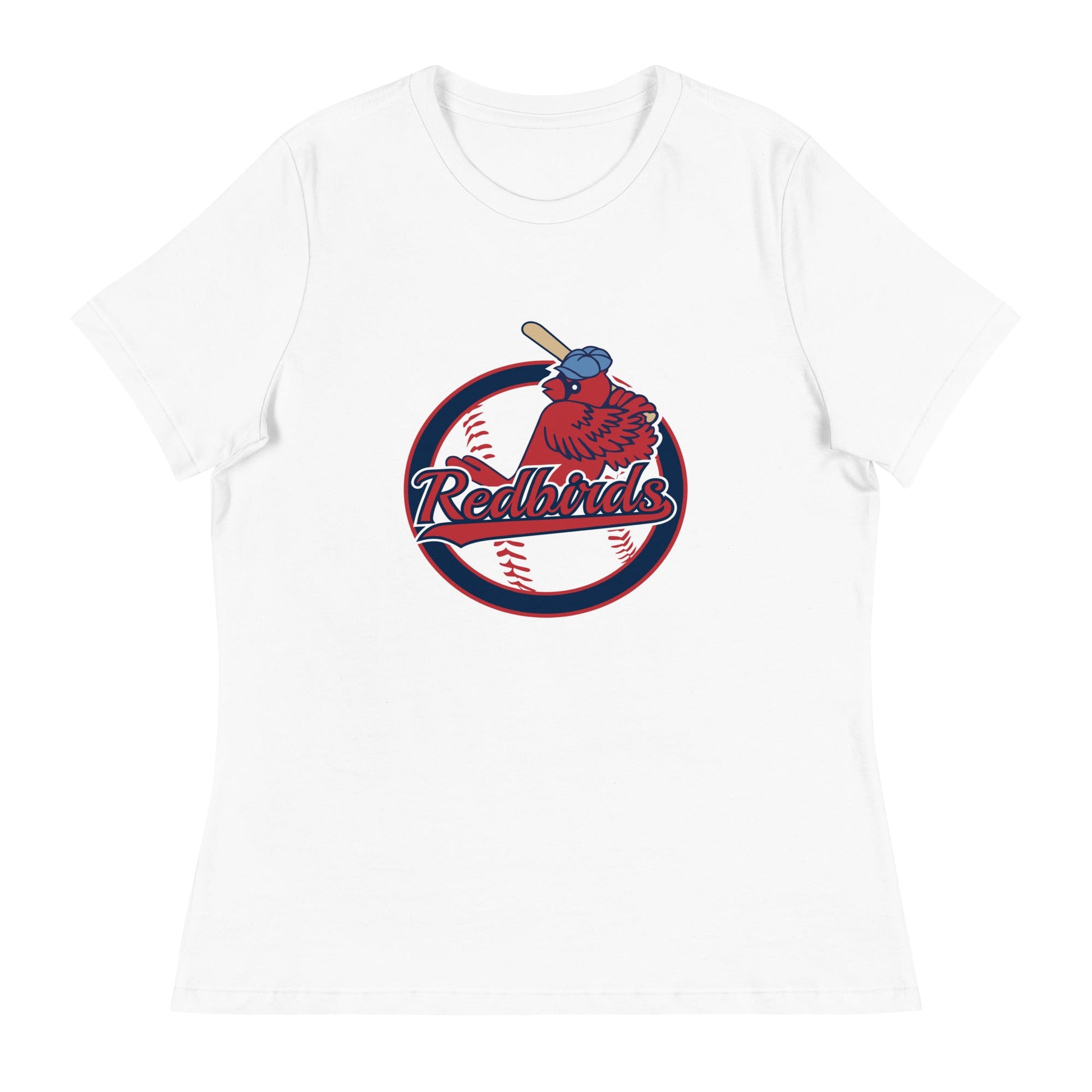Performance | Women's Relaxed T Shirt | Redbirds | Vintage Badge Logo