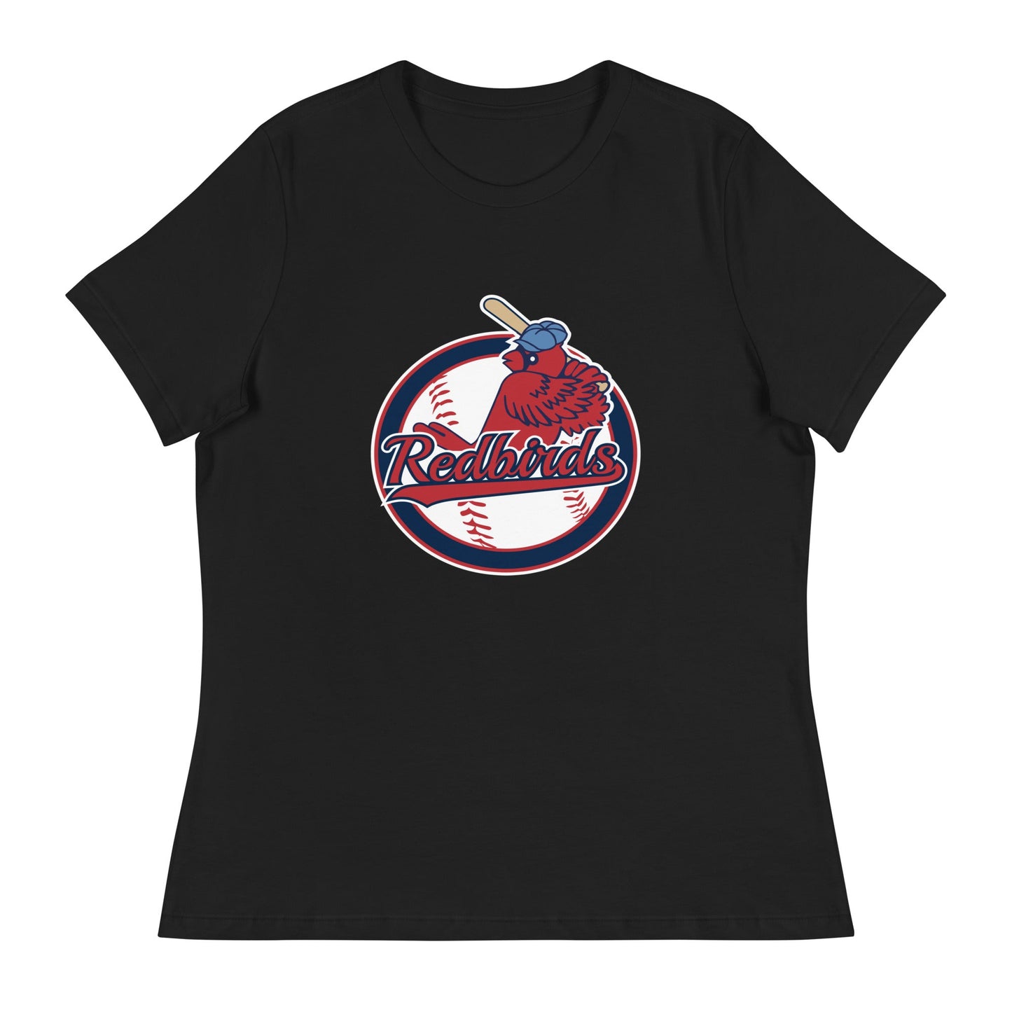 Performance | Women's Relaxed T Shirt | Redbirds | Vintage Badge Logo