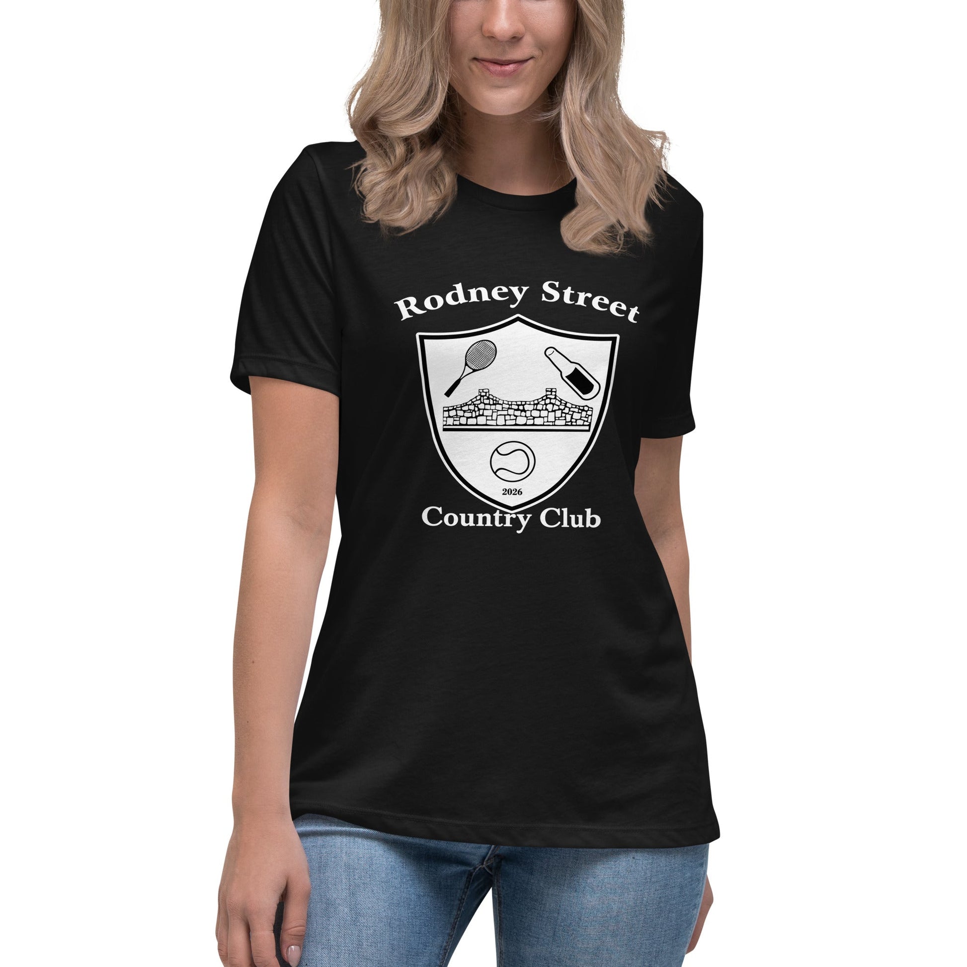 Performance | Women's Relaxed T Shirt | Rodney Street CC Tennis | Crest Logo