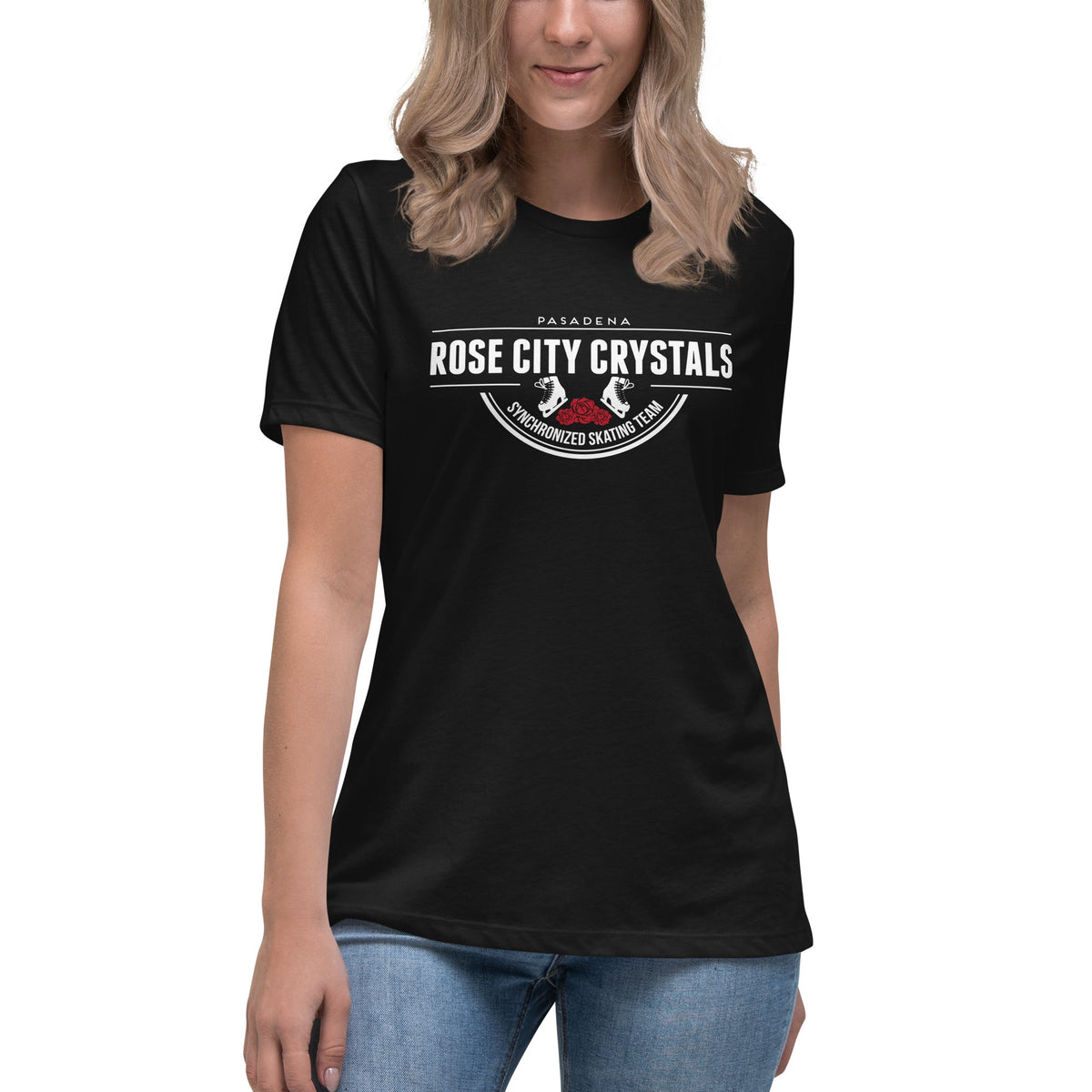 Performance | Women's Relaxed T Shirt | Rose City Crystals | Script Logo