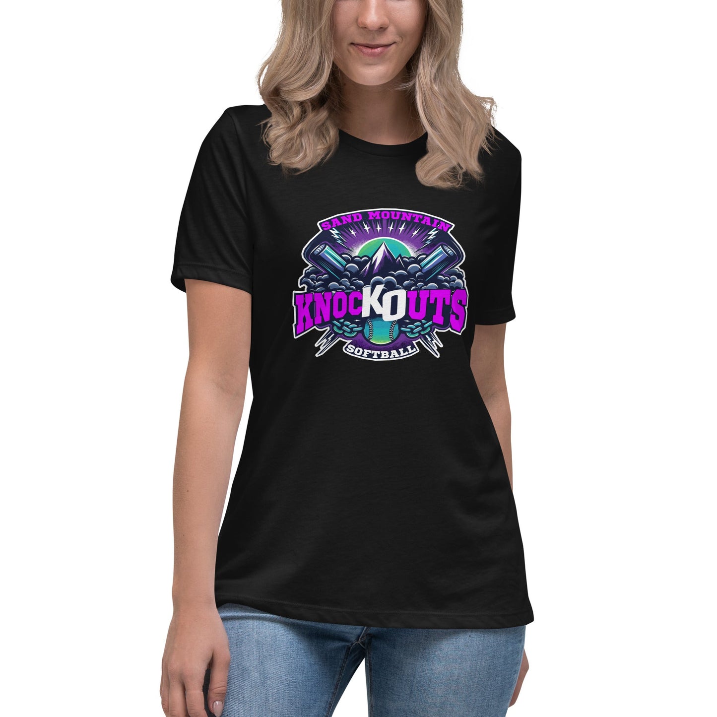 Performance | Women's Relaxed T Shirt | Sand Mountain Knockouts | Ball & Bat Logo
