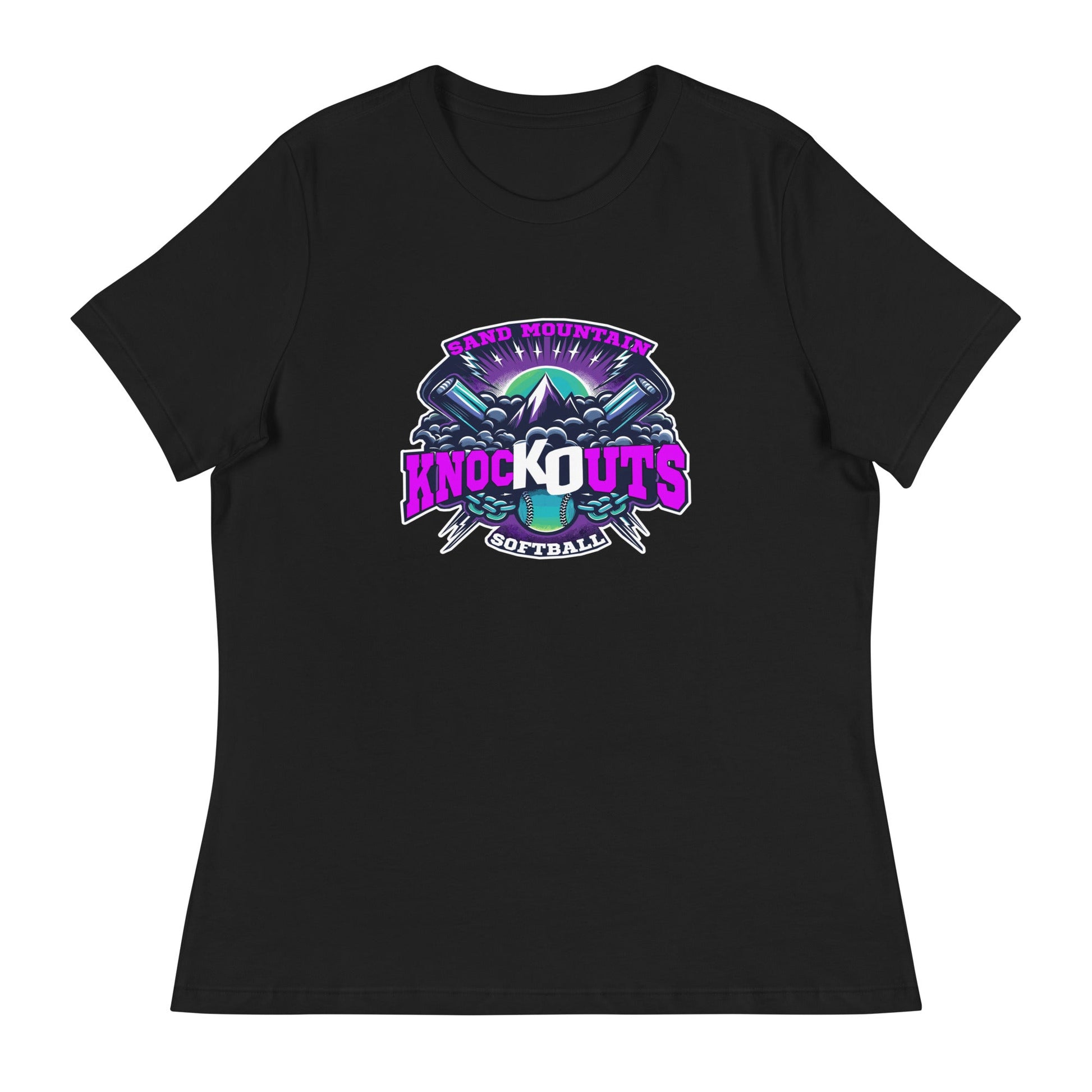 Performance | Women's Relaxed T Shirt | Sand Mountain Knockouts | Ball & Bat Logo