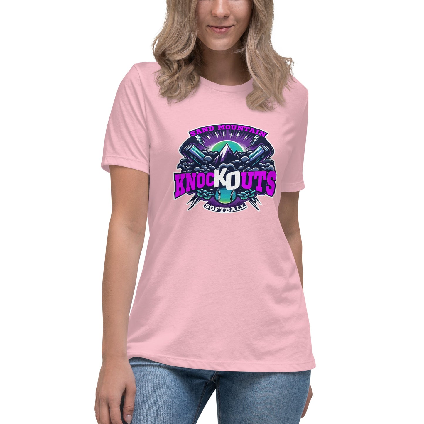 Performance | Women's Relaxed T Shirt | Sand Mountain Knockouts | Ball & Bat Logo