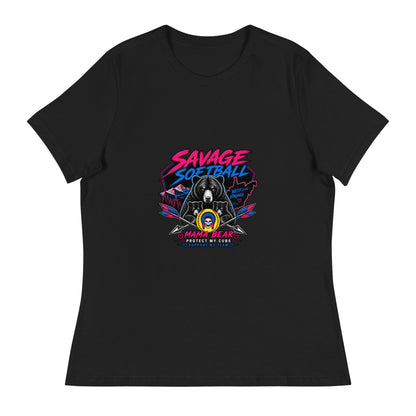 Performance | Women's Relaxed T Shirt | Savage Softball | Mascot Logo