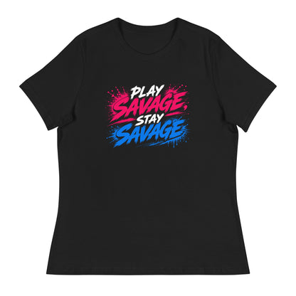 Performance | Women's Relaxed T Shirt | Savage Softball | Play Stay Logo