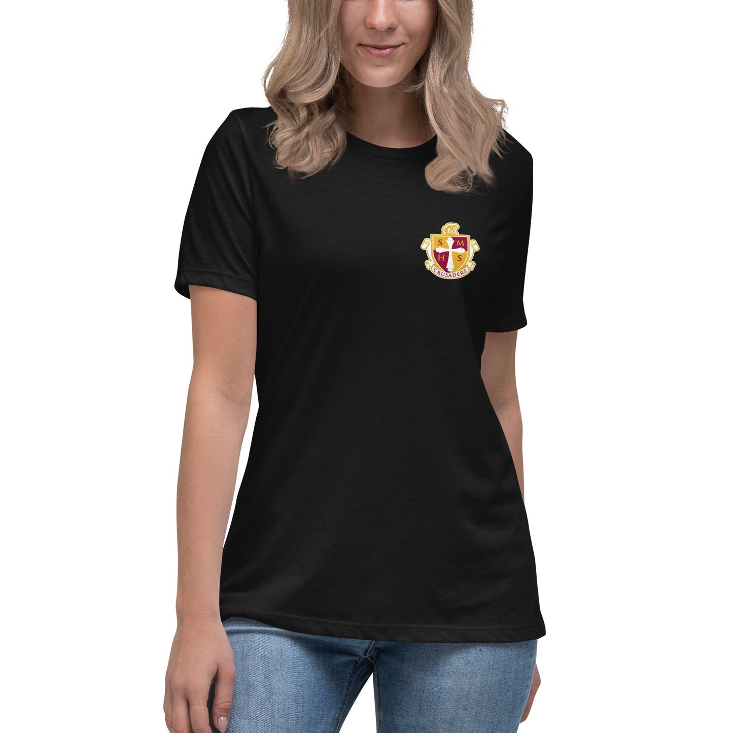 Performance | Women's Relaxed T Shirt | Scecina High School Track and Field | Crest Logo