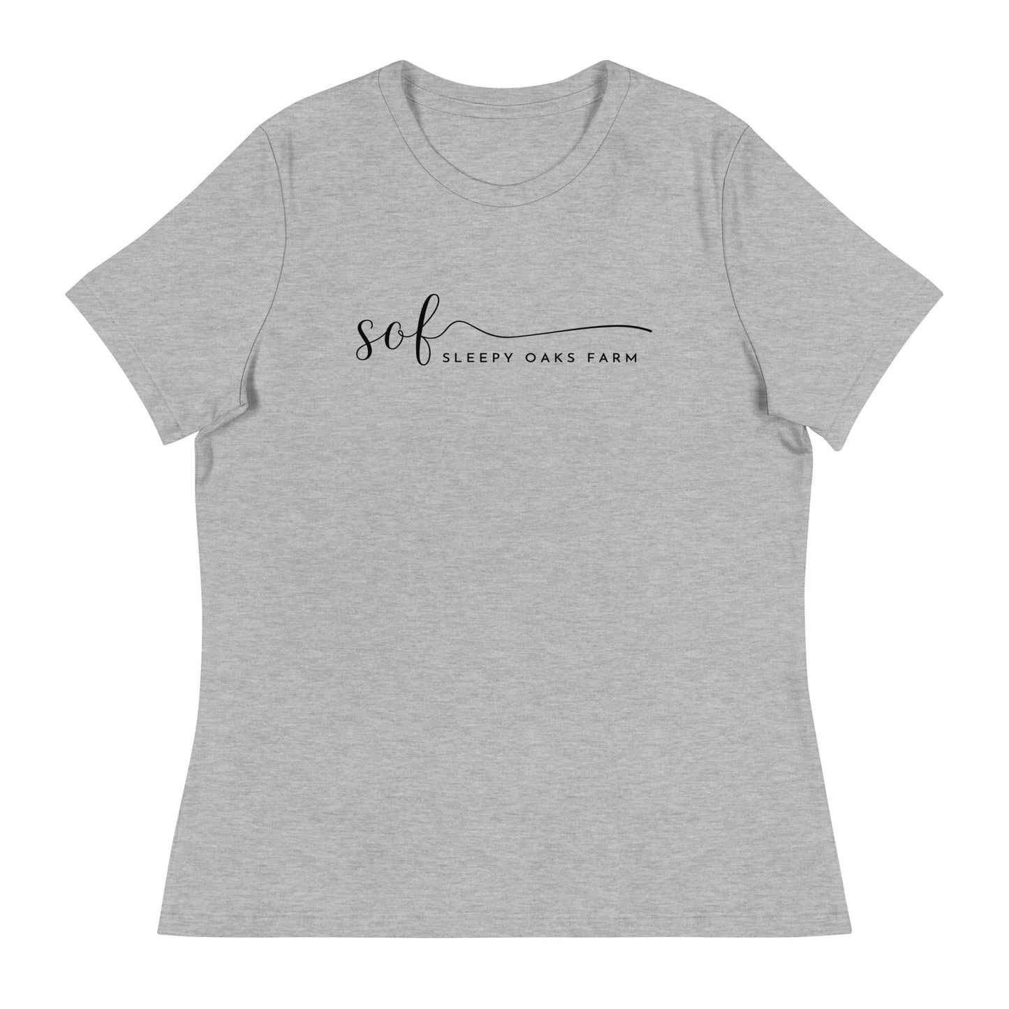 Performance | Women's Relaxed T Shirt | Sleepy Oaks Farm | Script Logo