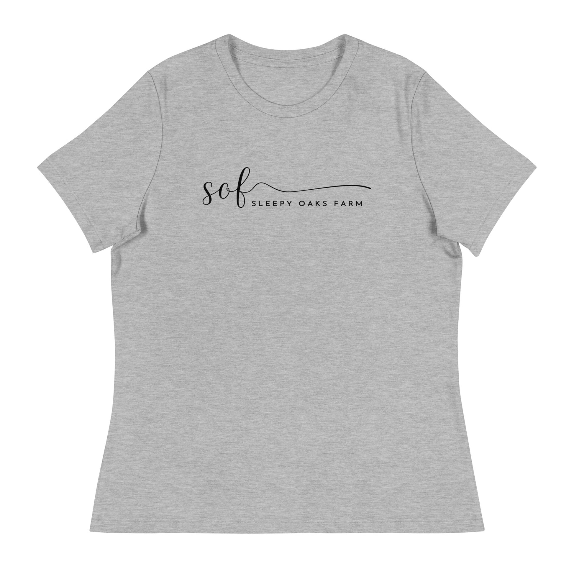 Performance | Women's Relaxed T Shirt | Sleepy Oaks Farm | Script Logo