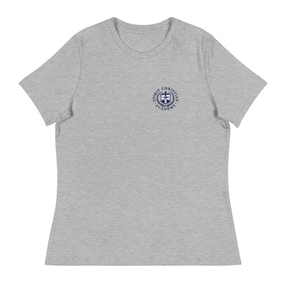 Performance | Women's Relaxed T Shirt | Spirit Christian Academy | Navy Script Logo
