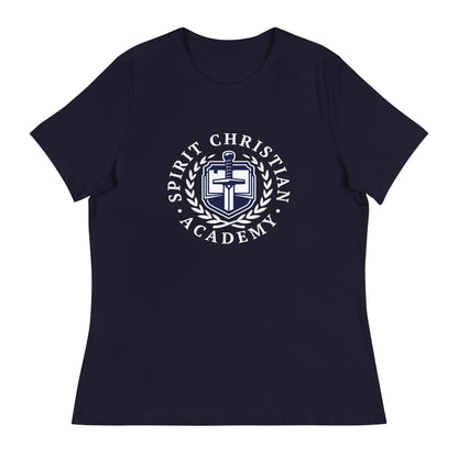 Performance | Women's Relaxed T Shirt | Spirit Christian Academy | White Script Logo