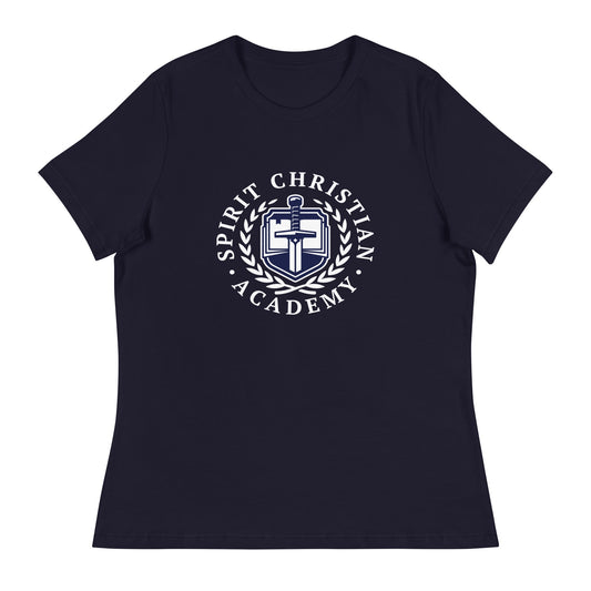 Performance | Women's Relaxed T Shirt | Spirit Christian Academy | White Script Logo