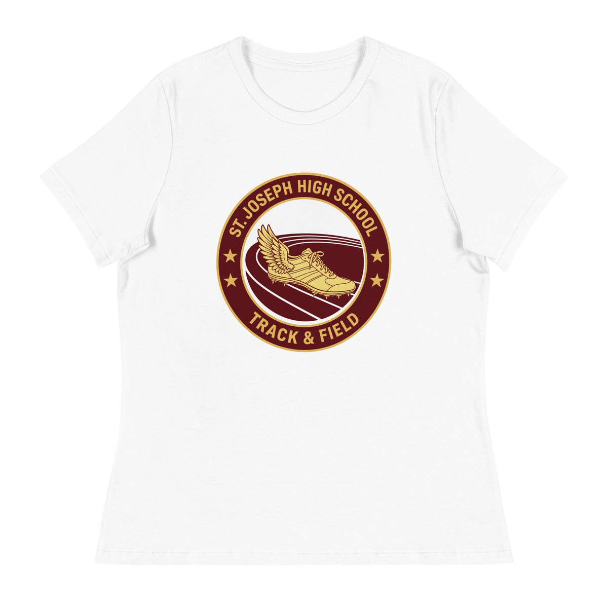 Performance | Women's Relaxed T Shirt | St. Joseph High School - Track & Field | Badge Logo